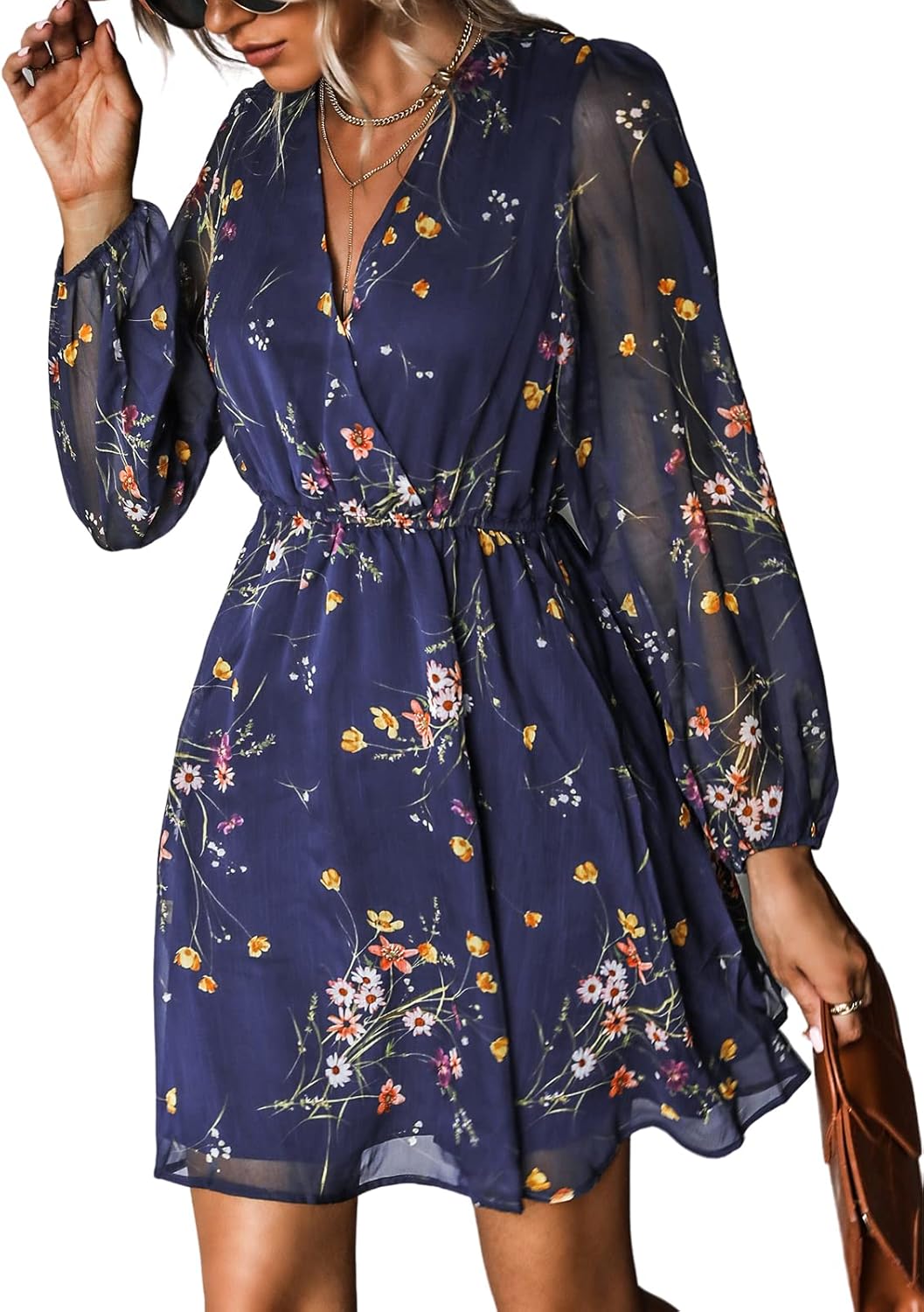 CUPSHE Women's Floral Mini Dress with Long Sleeves for Spring