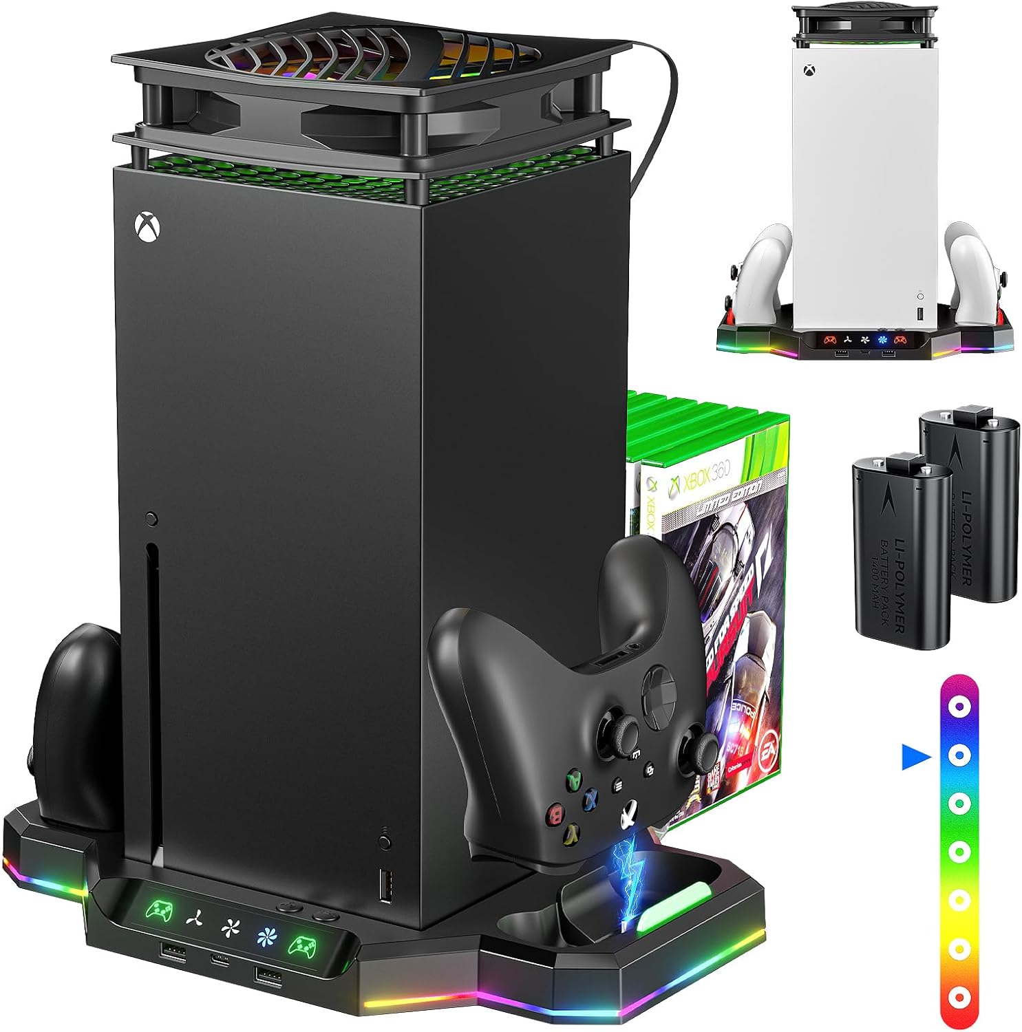Cooling Fan Charging Stand for Xbox Series X with RGB Lighting