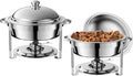 2 Pack Round Chafing Dish Buffet Set 8QT - Reliable Party Food Warmers