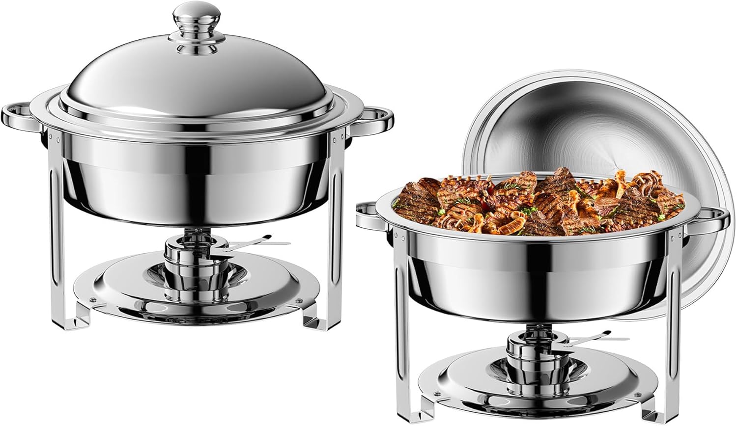 2 Pack Round Chafing Dish Buffet Set for Parties and Events