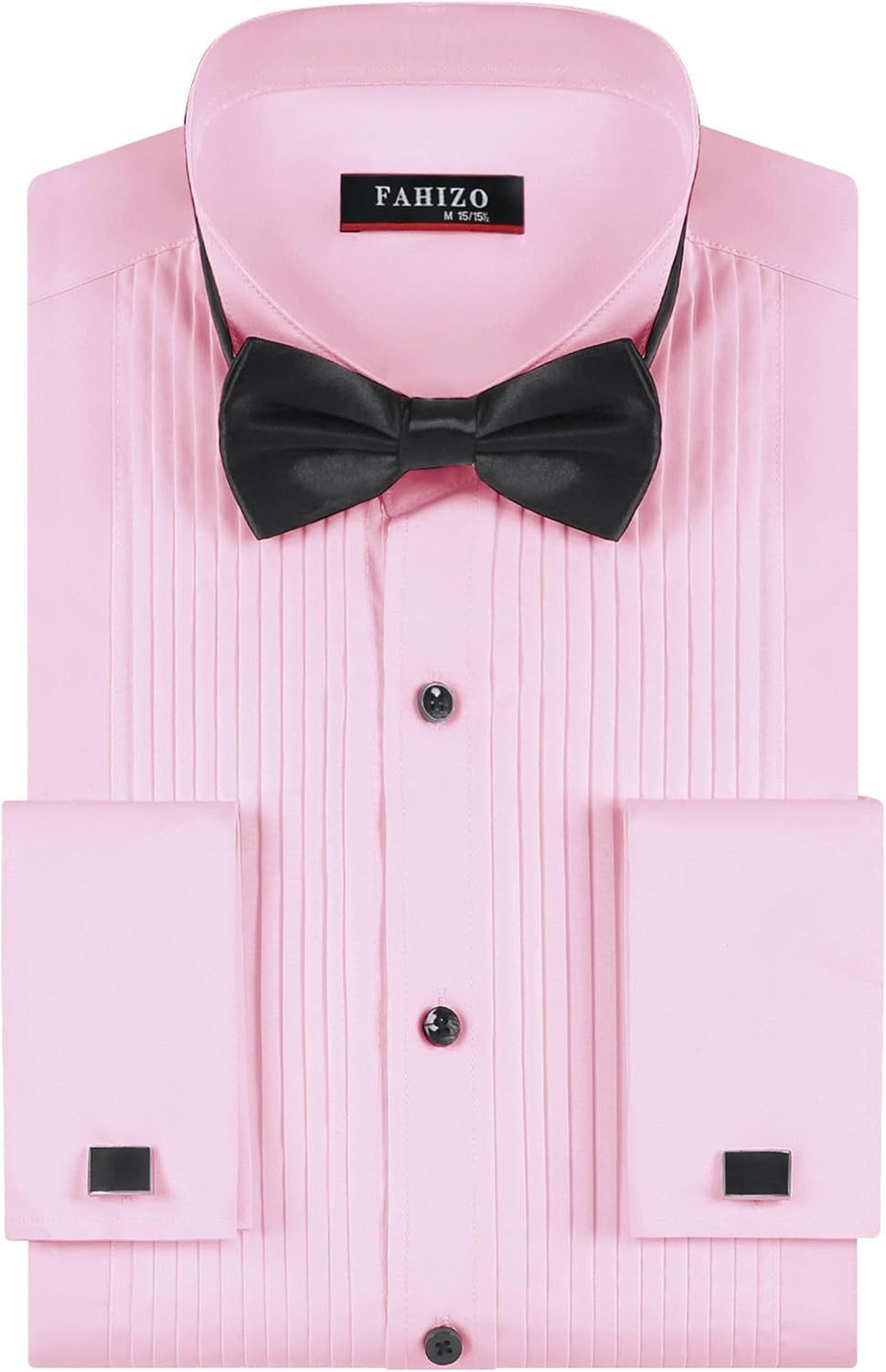 FAHIZO Men's White Tuxedo Shirt with Wing Collar & Accessories