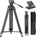 COMAN Camera Tripod 74in Heavy Duty Tripod for Camera - Smooth 360 Pan