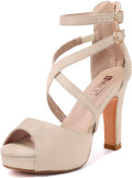 Platform Strappy Chunky Heels for Women - Dressy Peep Toe Women's