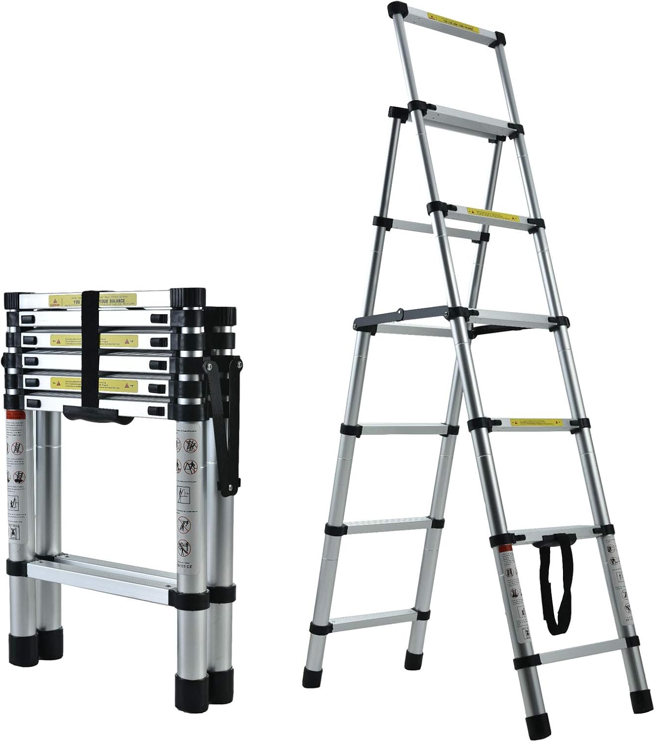 5+6 Step Ladder Aluminum Telescoping Lightweight A-Frame Design