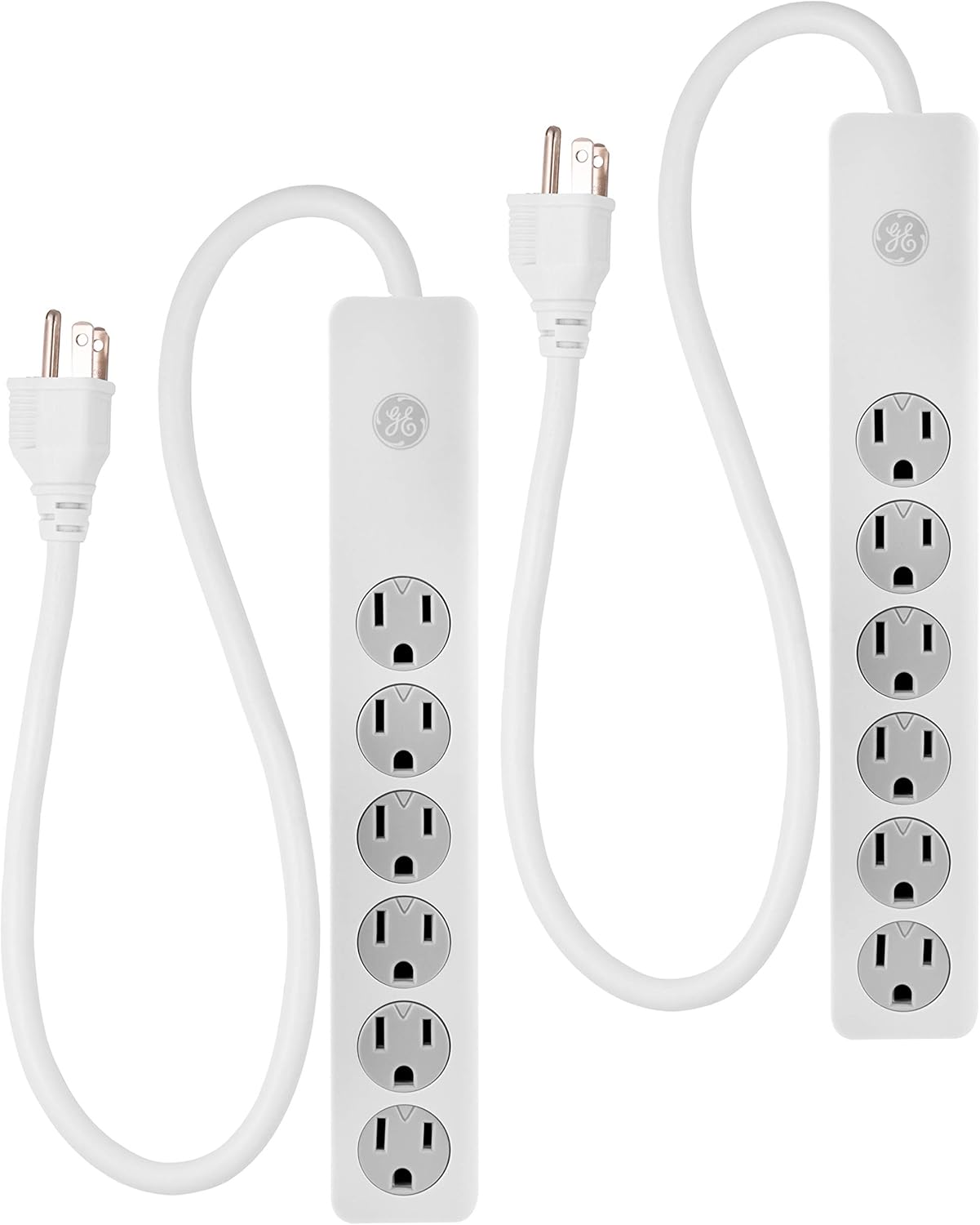 GE 6-Outlet Surge Protector 2 Pack - Power Strip Safety