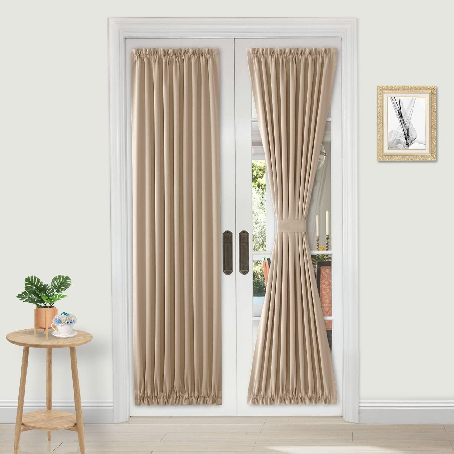 DWCN Thermal Blackout French Door Curtain for Privacy