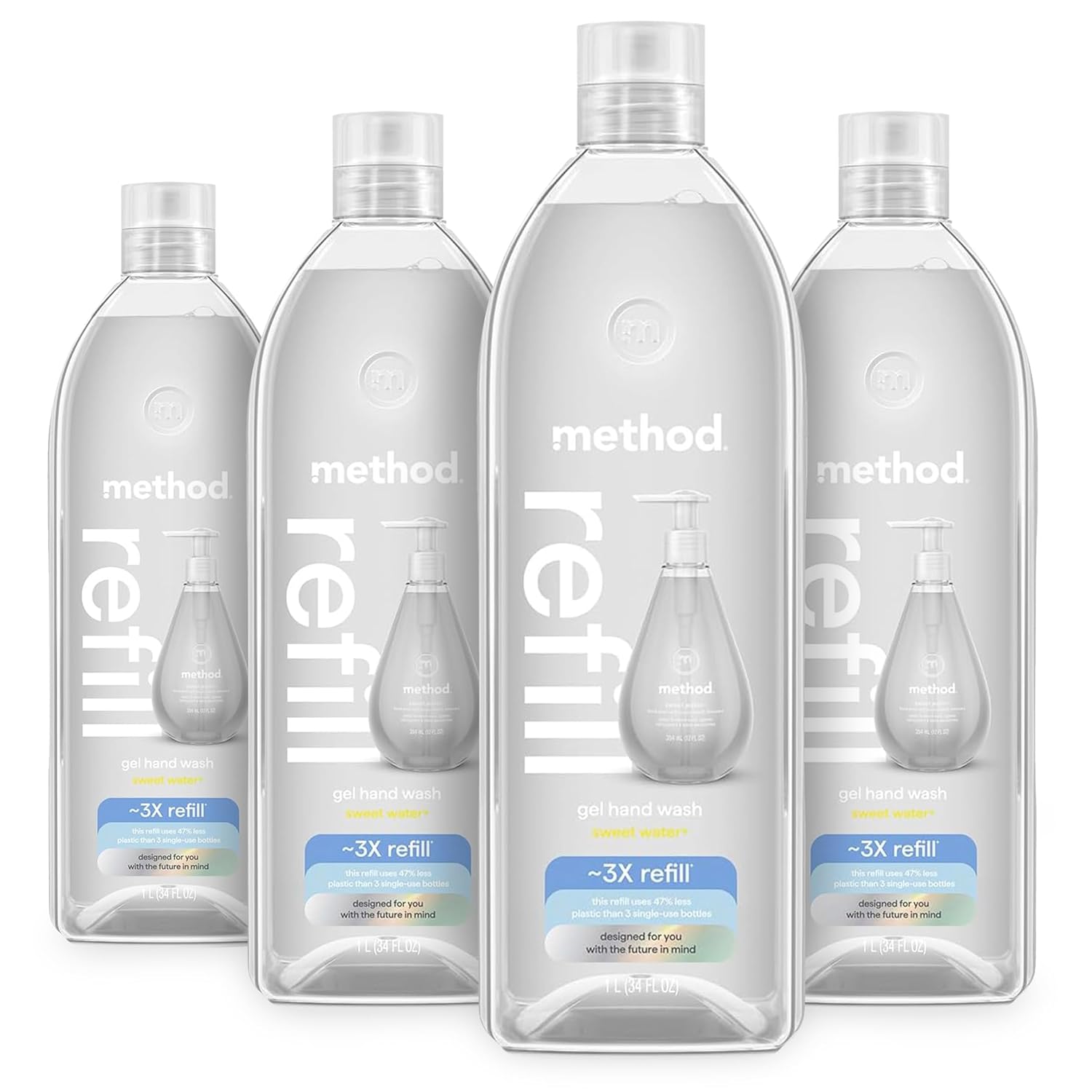 Method Gel Hand Soap Refill Sweet Water 34 oz Pack of 4