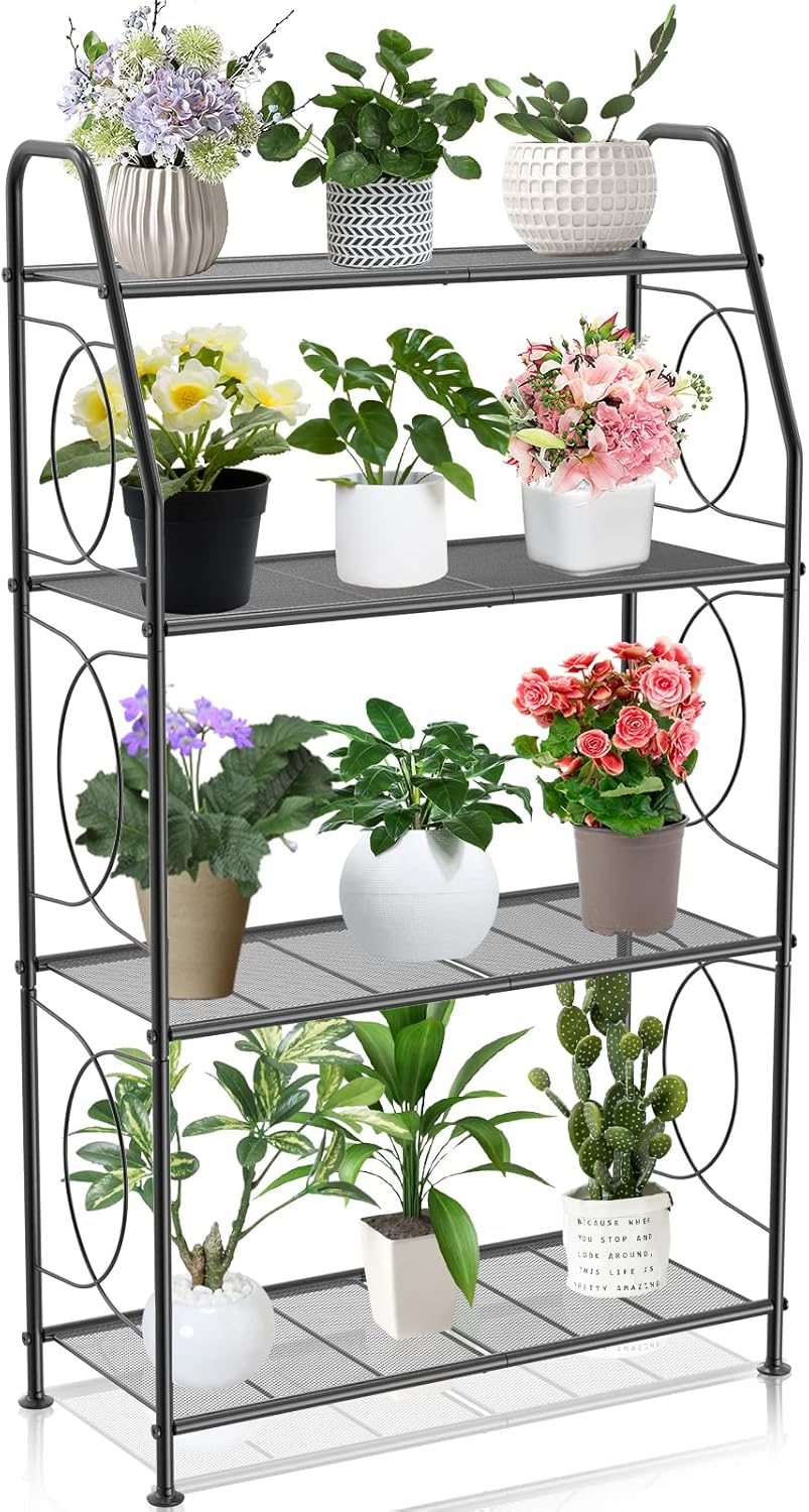 Durable 4 Tier Plant Stand for Indoor Outdoor Use, Heavy Duty