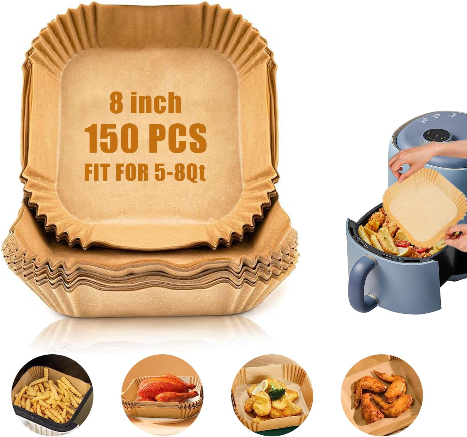 150 Non Stick Air Fryer Liners - Oil Resistant