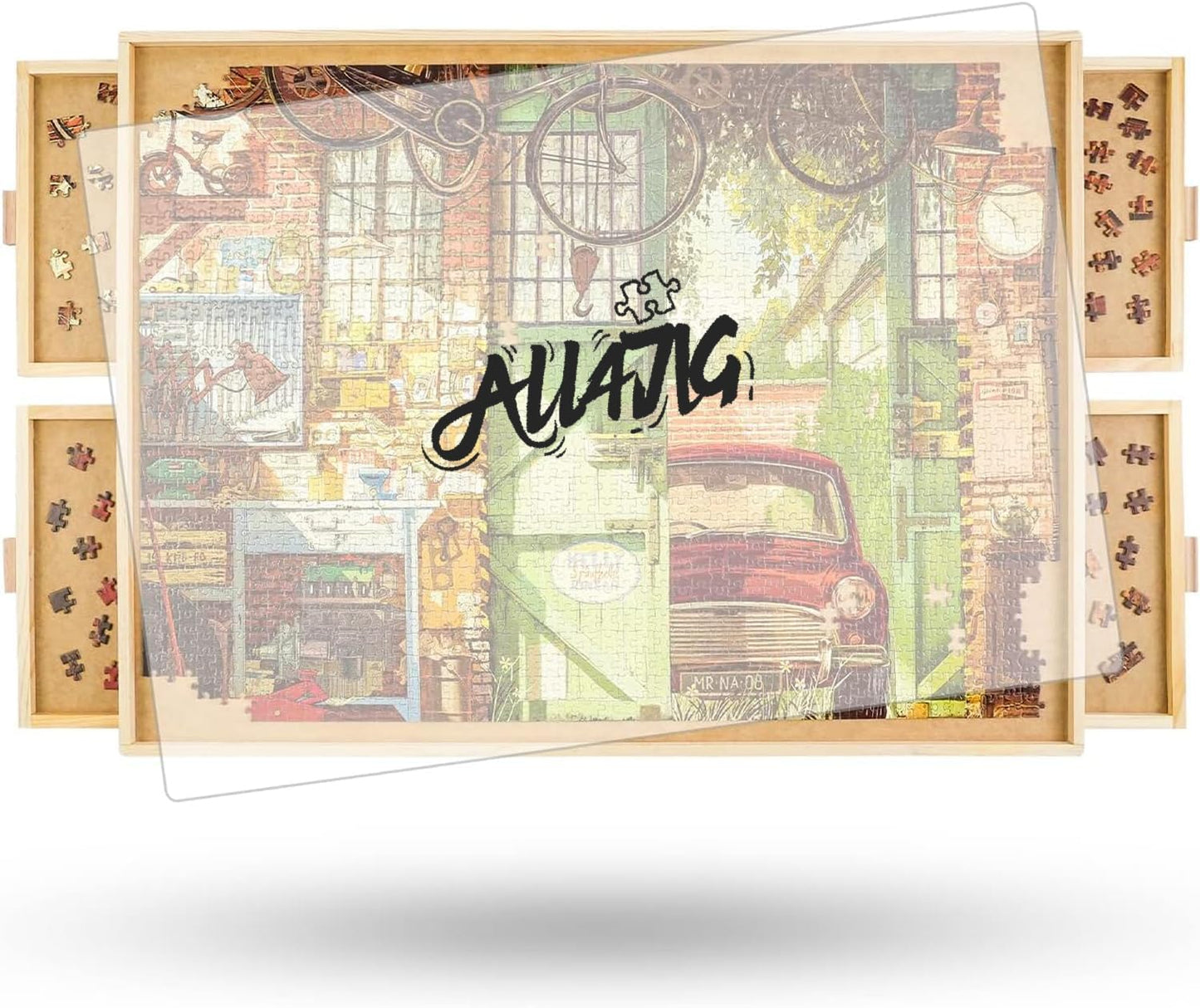 1500 Pieces Rotating Puzzle Board with 4 Drawers and Cover