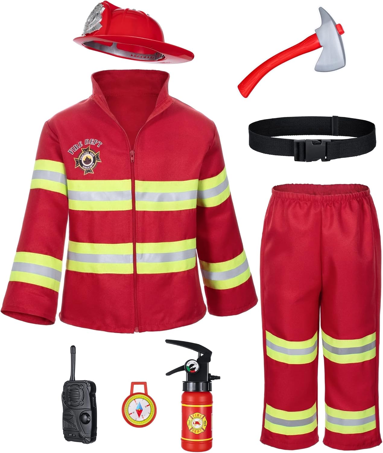 Kid's Fireman Costume Set with Accessories for Dress Up Fun