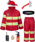 Kid's Fireman Firefighter Costume with 8 PCS Accessories - Role Play