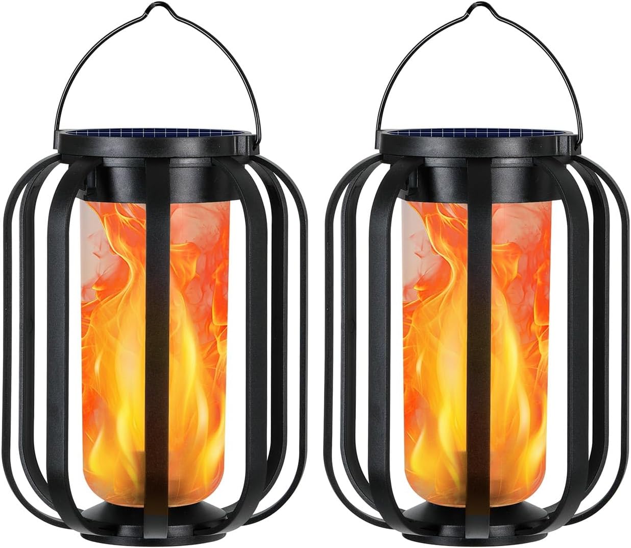 Solar Lantern Outdoor Lights with Flickering Flame for Decor