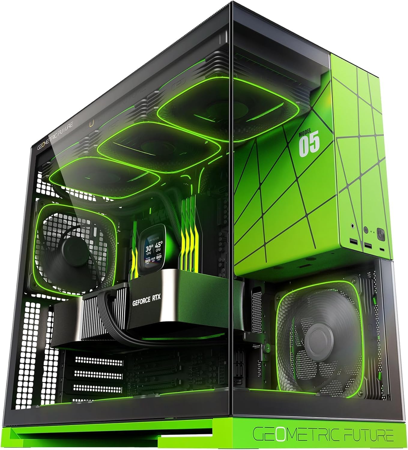 M5 Tempered Glass Mid Tower Case with 5 ARGB Fans and Type C