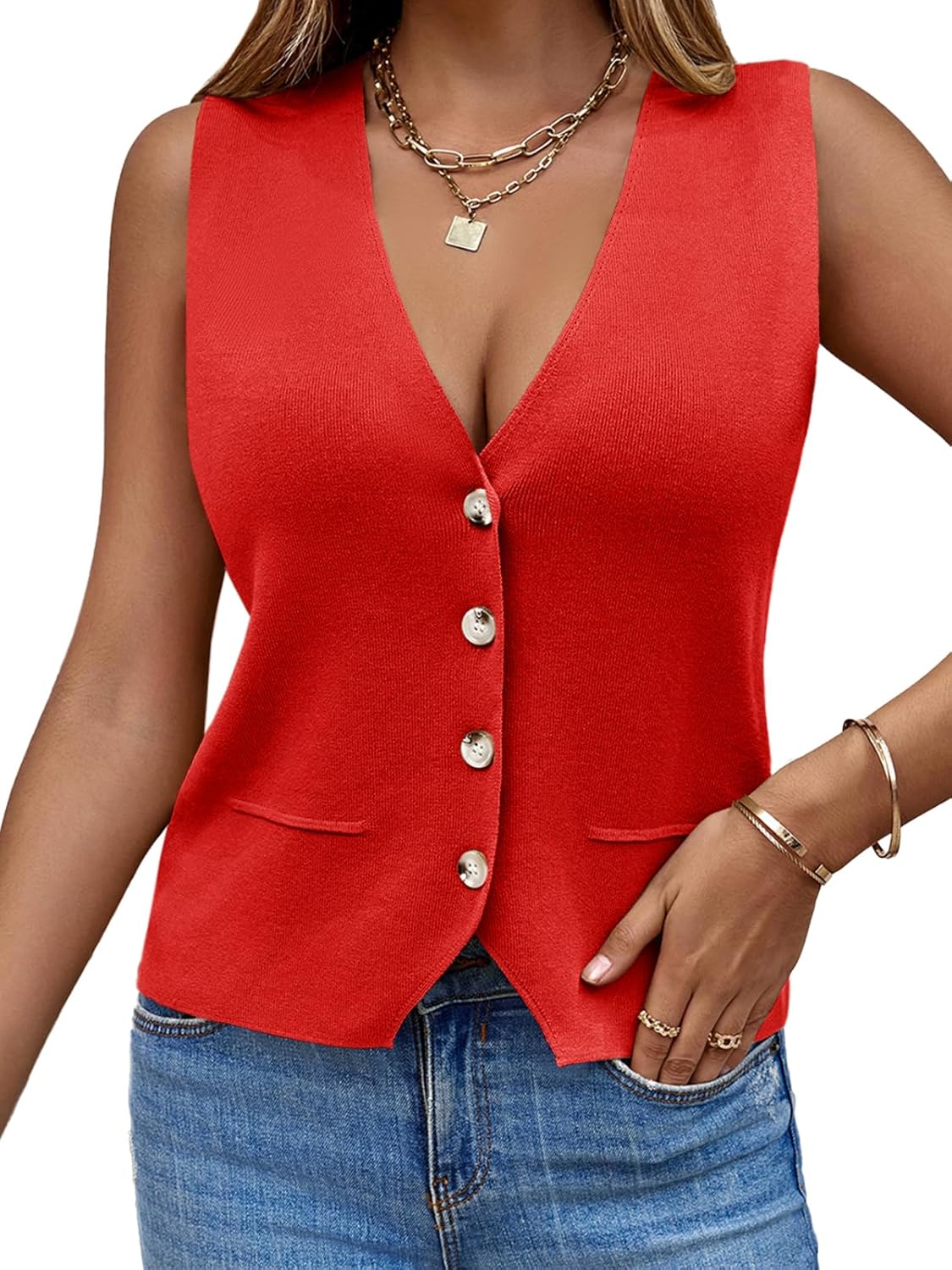 Saodimallsu Womens Sleeveless Sweater Vest for Casual Style