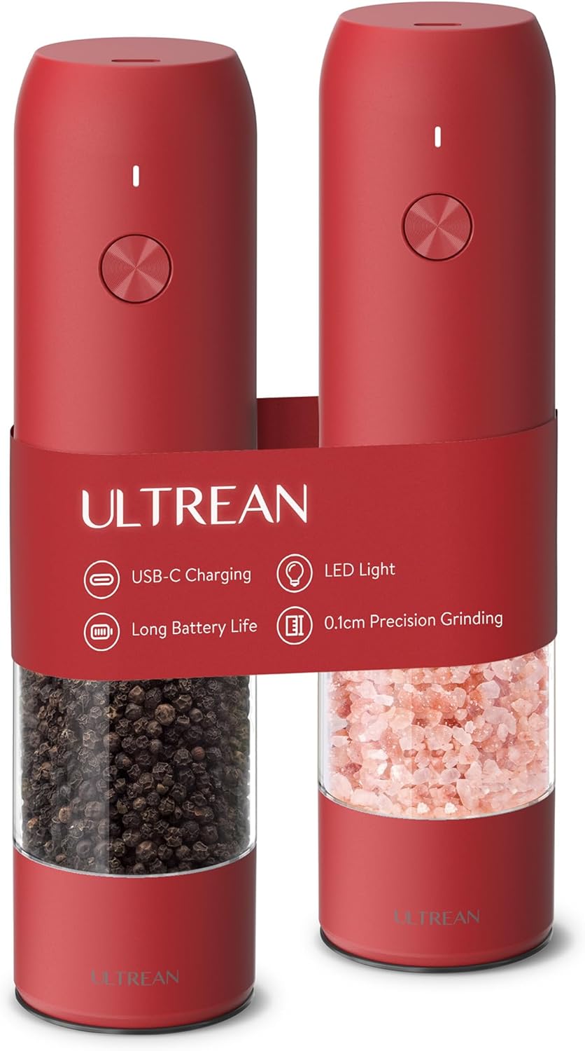 Ultrean Electric Pepper Grinder with Adjustable Coarseness and LED