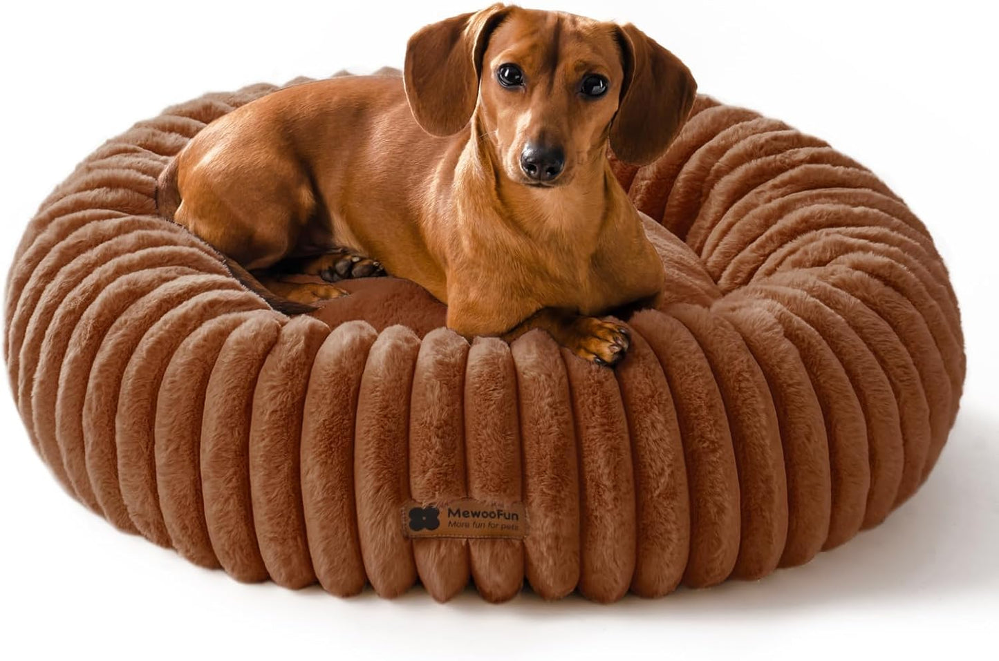 MEWOOFUN Donut Dog Bed for Small Dogs - Fluffy Calming Bed