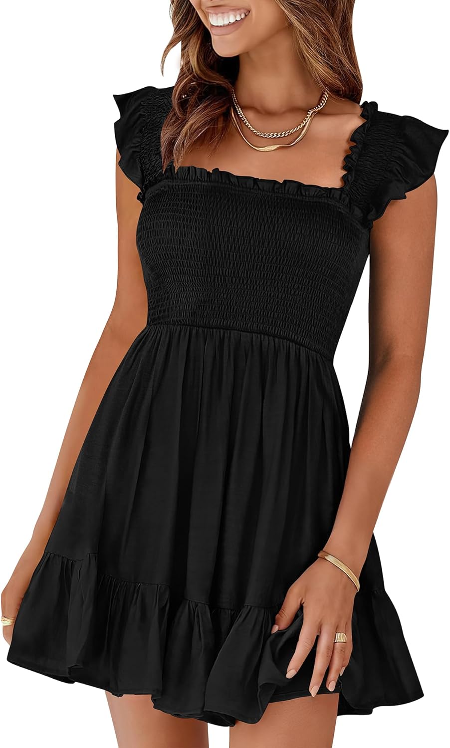 Prinbara Womens Summer Casual Square Neck Sundress for Spring