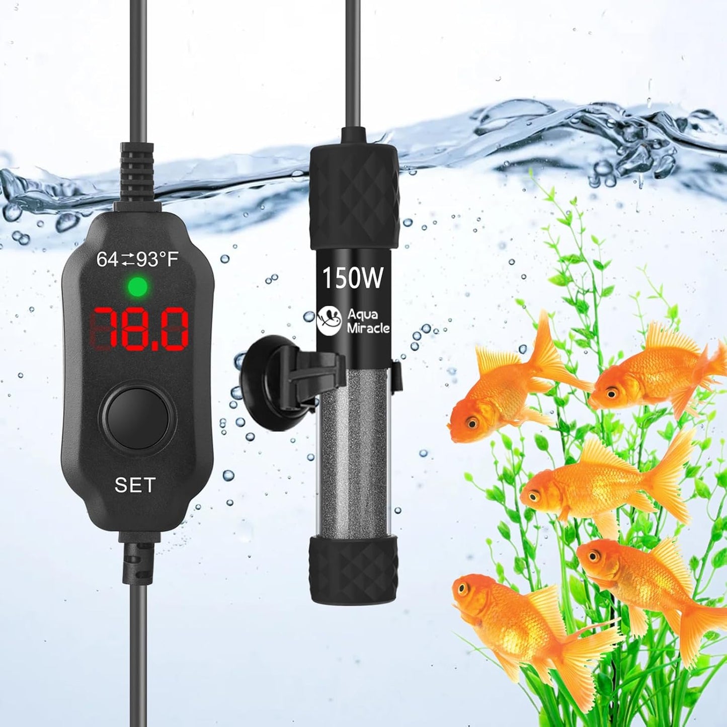 Adjustable LED Aquarium Heater for 15-30 Gallon Tanks