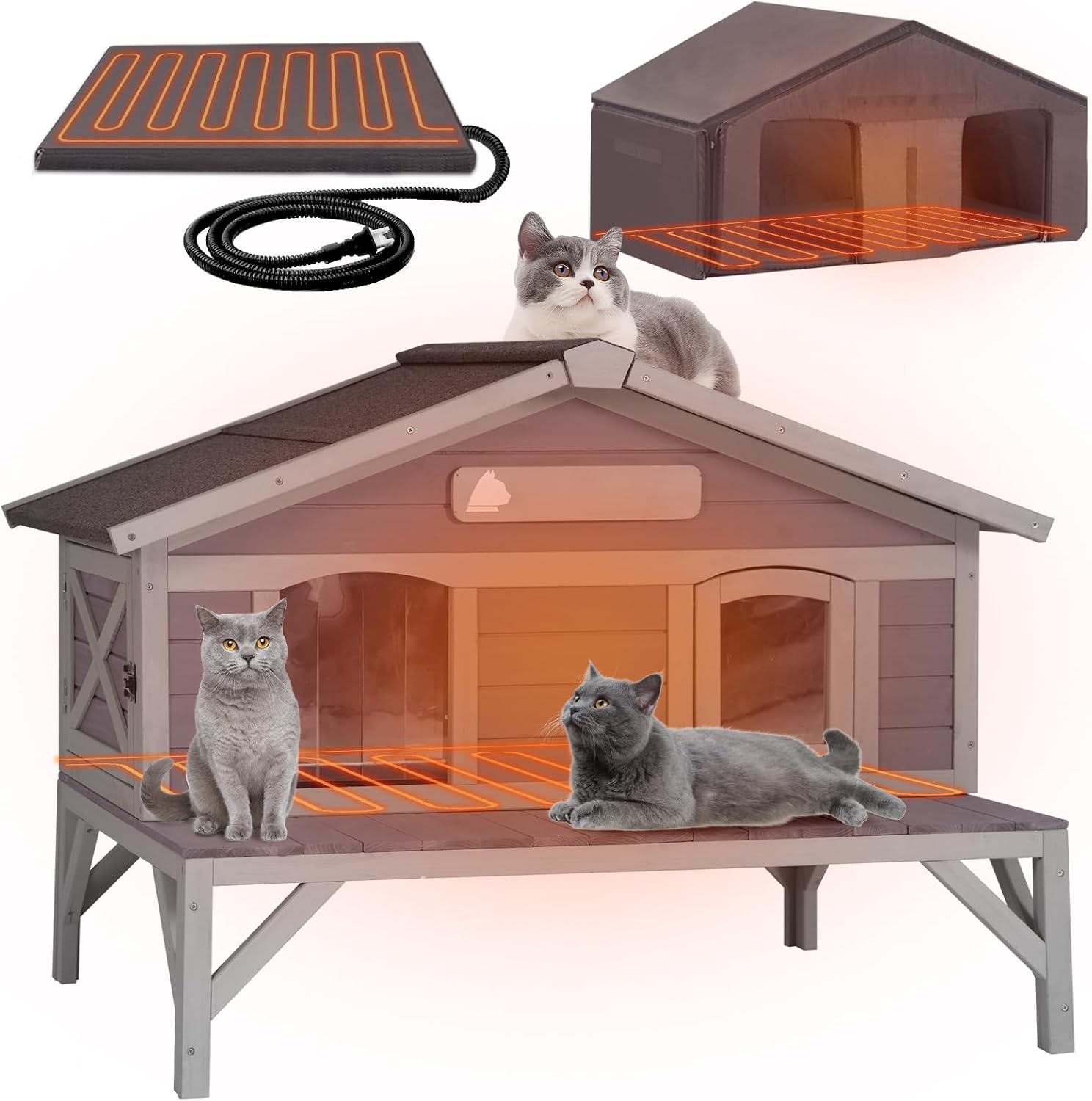 Heated Cat House for Outside with Insulation and Safety Features