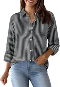 Womens Button Down Cotton Striped Dress Shirt - Work to Weekend