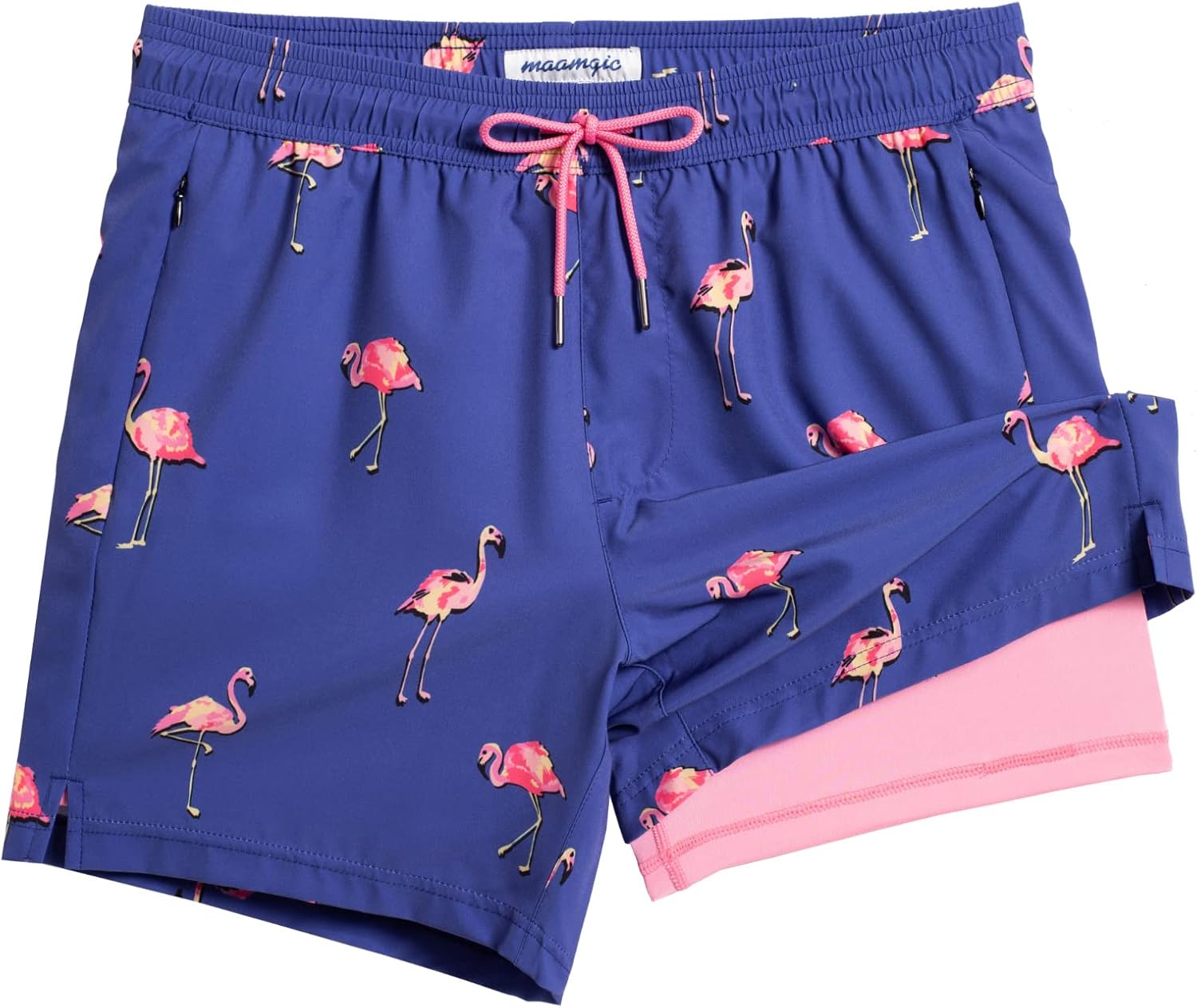maamgic Mens Swim Trunks with Compression Liner for Comfort