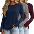Huukeay Women's 3-Pack Long Sleeve Thumb Hole Tunics - Cotton Fit