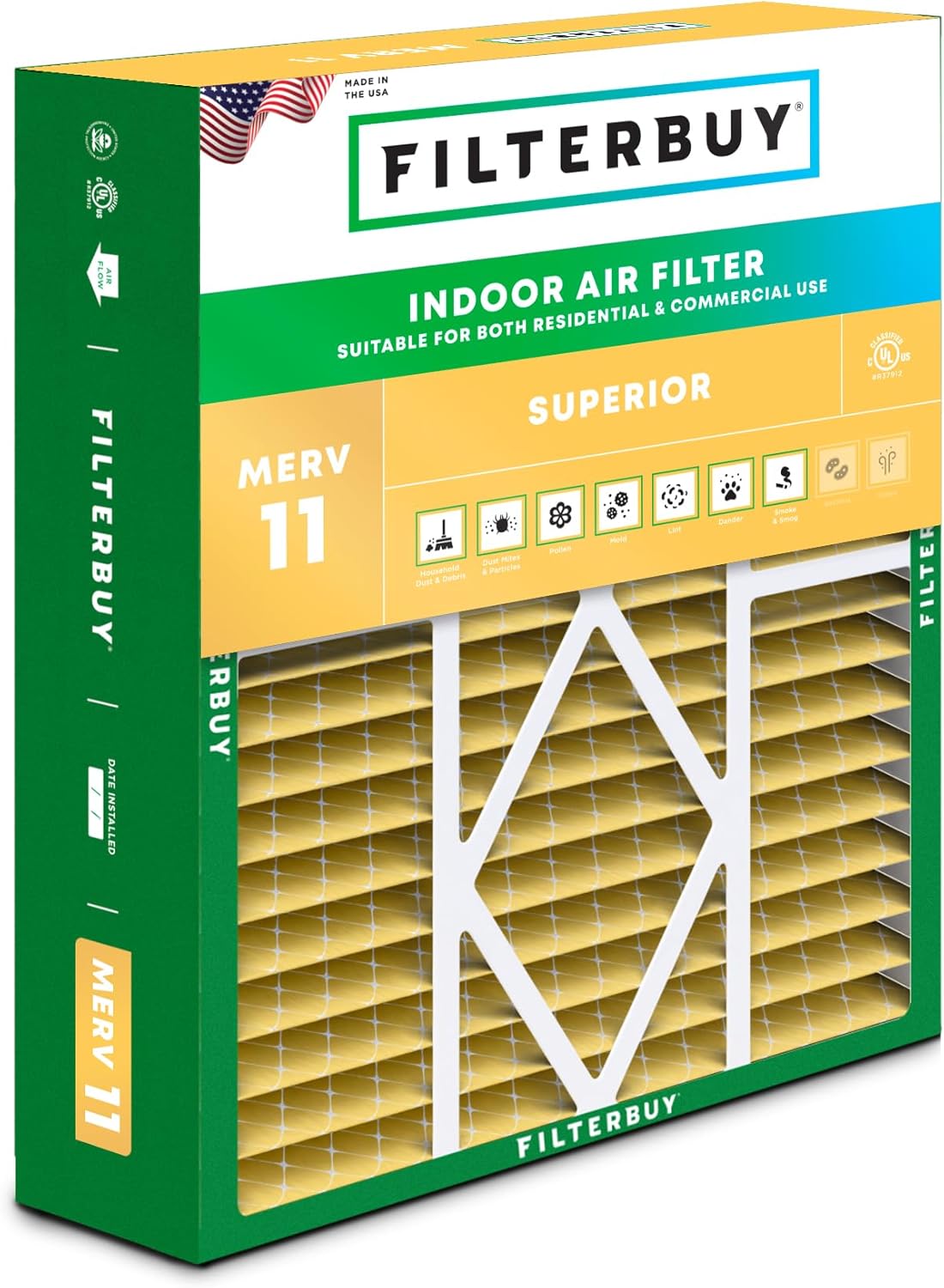 Filterbuy 20x20x5 Air Filter MERV 11 for Pet & Allergy Defense