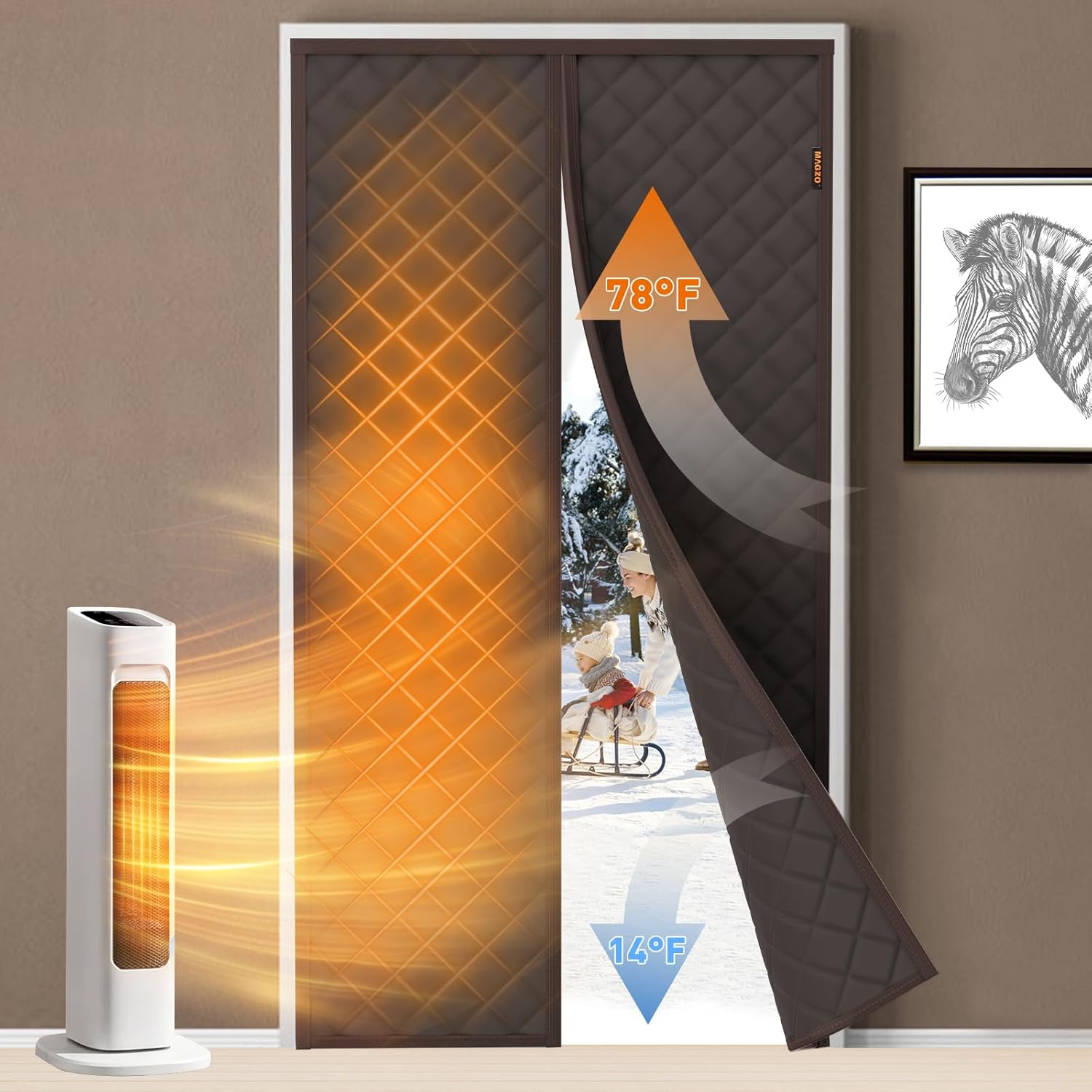 MAGZO Magnetic Thermal Insulated Door Curtain for Winter Use