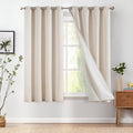 Beige Linen Curtains for Living Room Darkening 54 Inch Long