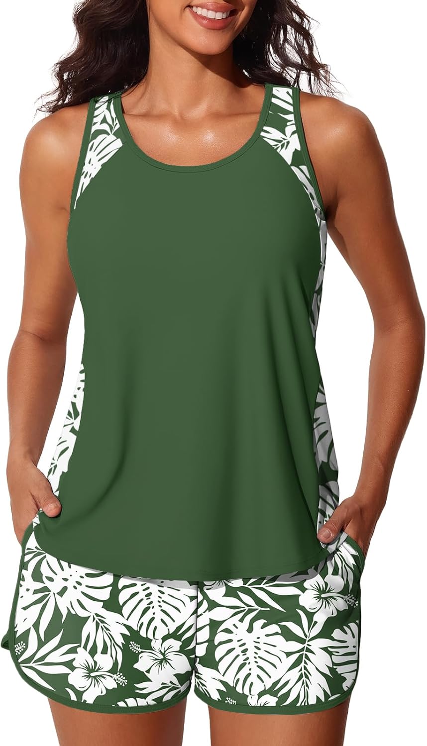Summer Mae Blouson Tankini Swimsuits for Women with Pockets