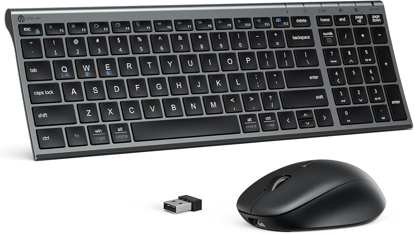 iClever DK05 Wireless Keyboard Mouse Combo: Multi-Device Connection
