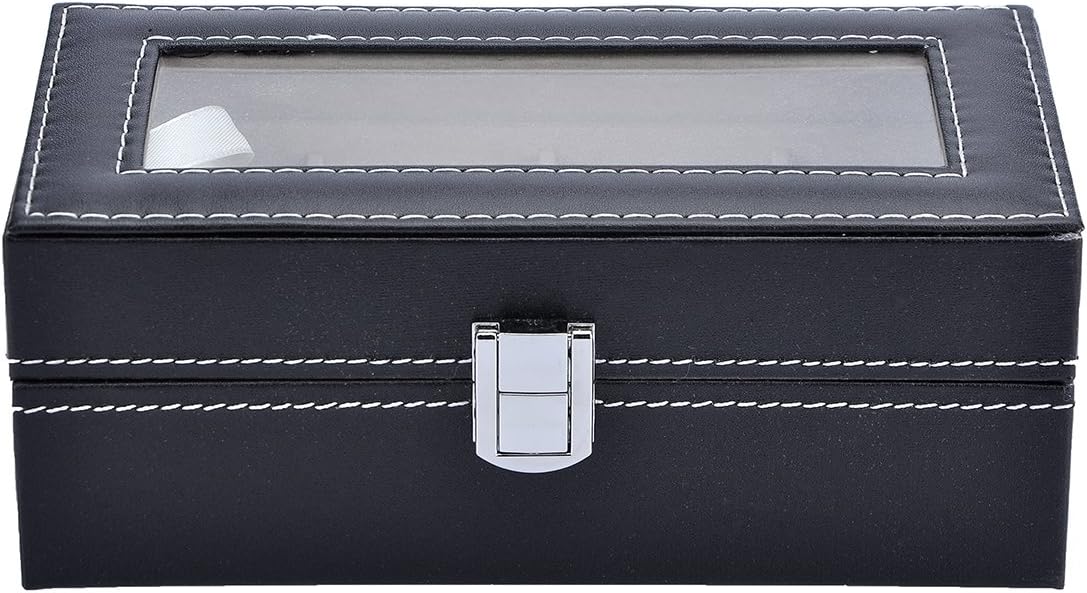 Valyria 4 Watch Case: Sleek Black Leather