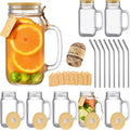 Mason Jar with Lid and Straw 24 oz Set of 8 - Durable Everyday