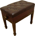 Adjustable Artist Piano Bench Stool in Walnut with Storage - Classic
