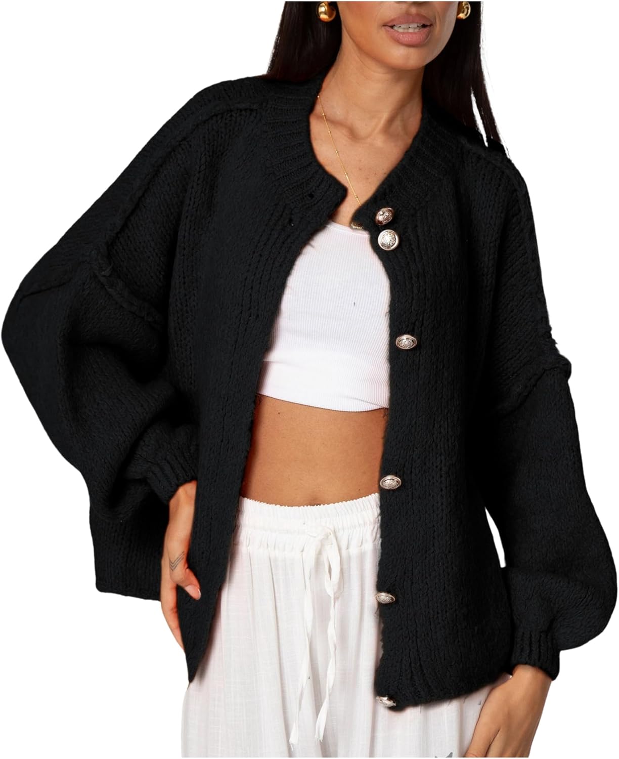 SeekMe Womens Cardigan Sweaters Casual Lightweight Long Sleeve