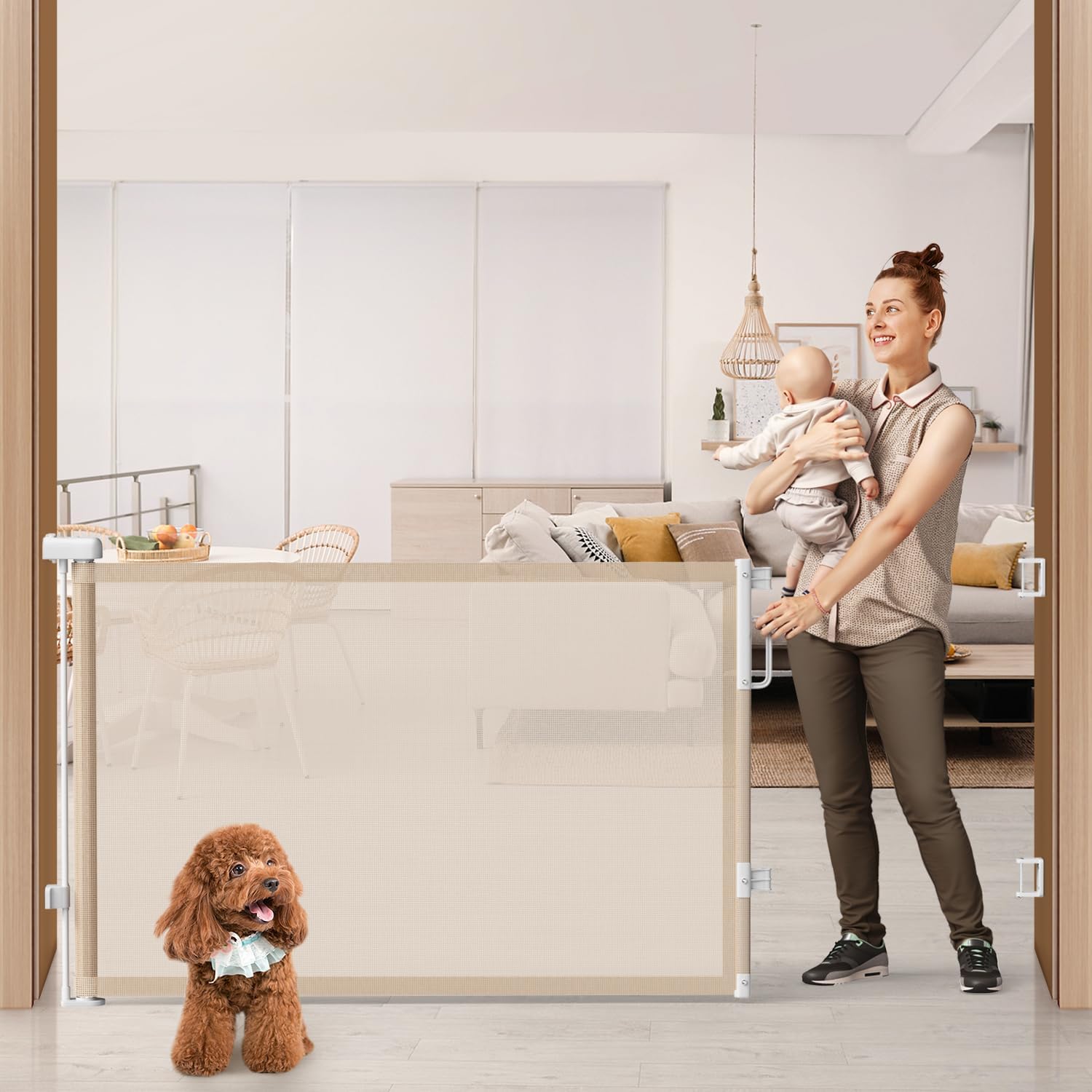 76 Inch Retractable Baby Gate Extra Wide for Safety at Home