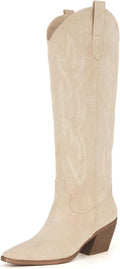 Cowgirl Boots Knee High Pointed Toe Block Heel - Versatile Western up