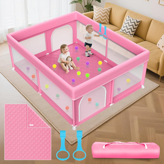 79x71 in Baby Playpen with Mat for Safe Playtime Adventures