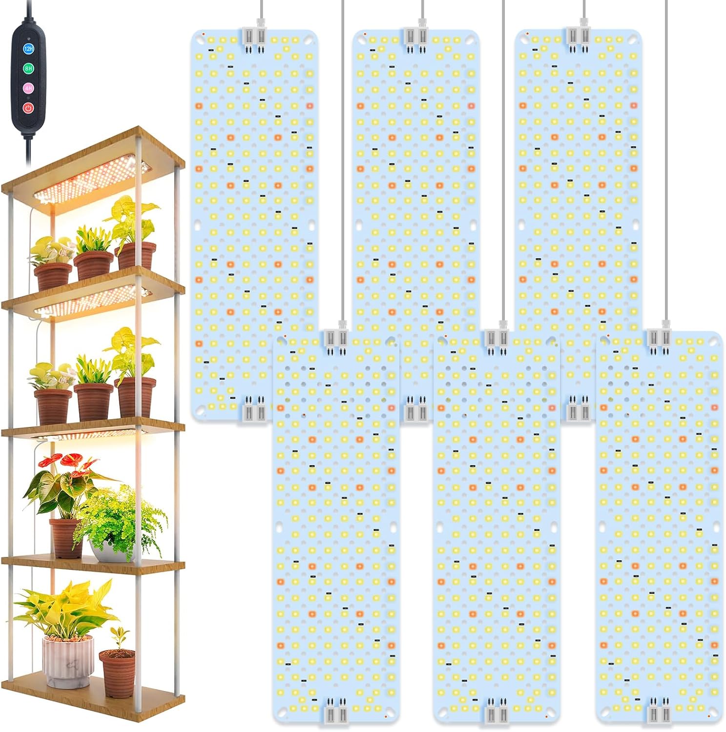 FECiDA 6Pack Grow Lights for Seed Starting with Timer Function