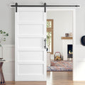 34x84 in White Sliding Barn Door Slab with 6ft Hardware Kit - Easy DIY