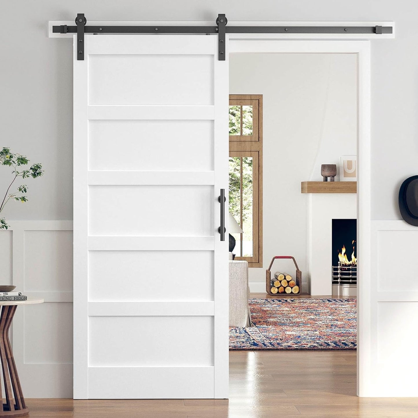 34x84 Inch White Sliding Barn Door Slab with Hardware Kit