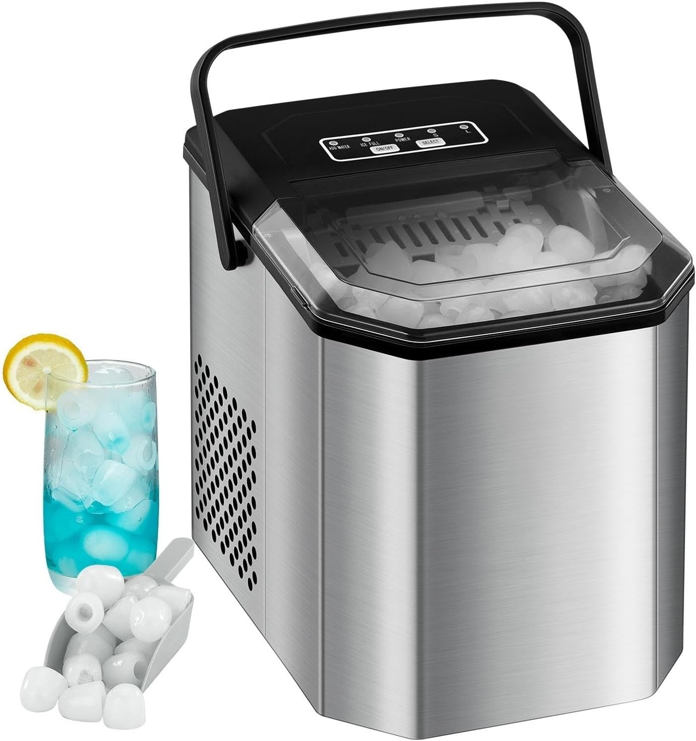 Portable Ice Maker: 26lbs 24H, 9 Ice Cubes 6 Mins!