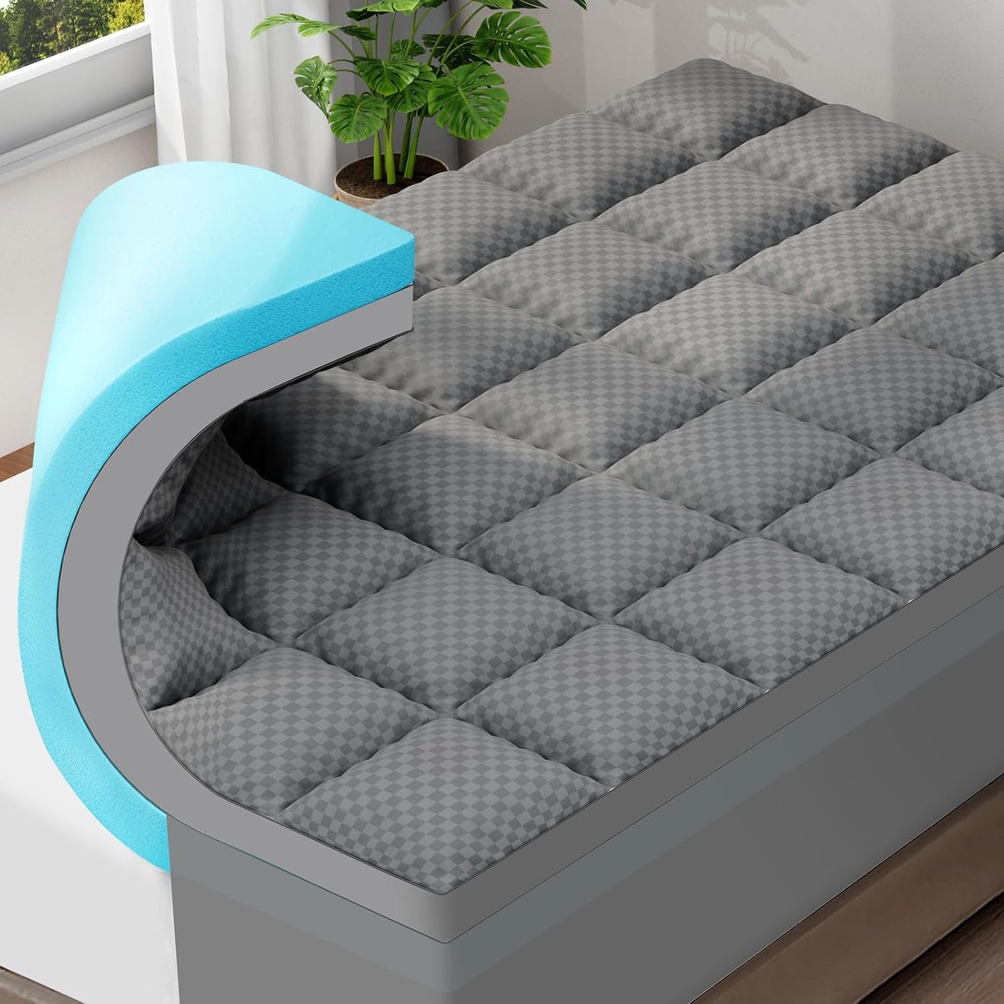 Dual-Layer 4 Inch Full Size Memory Foam Mattress Topper for Comfort
