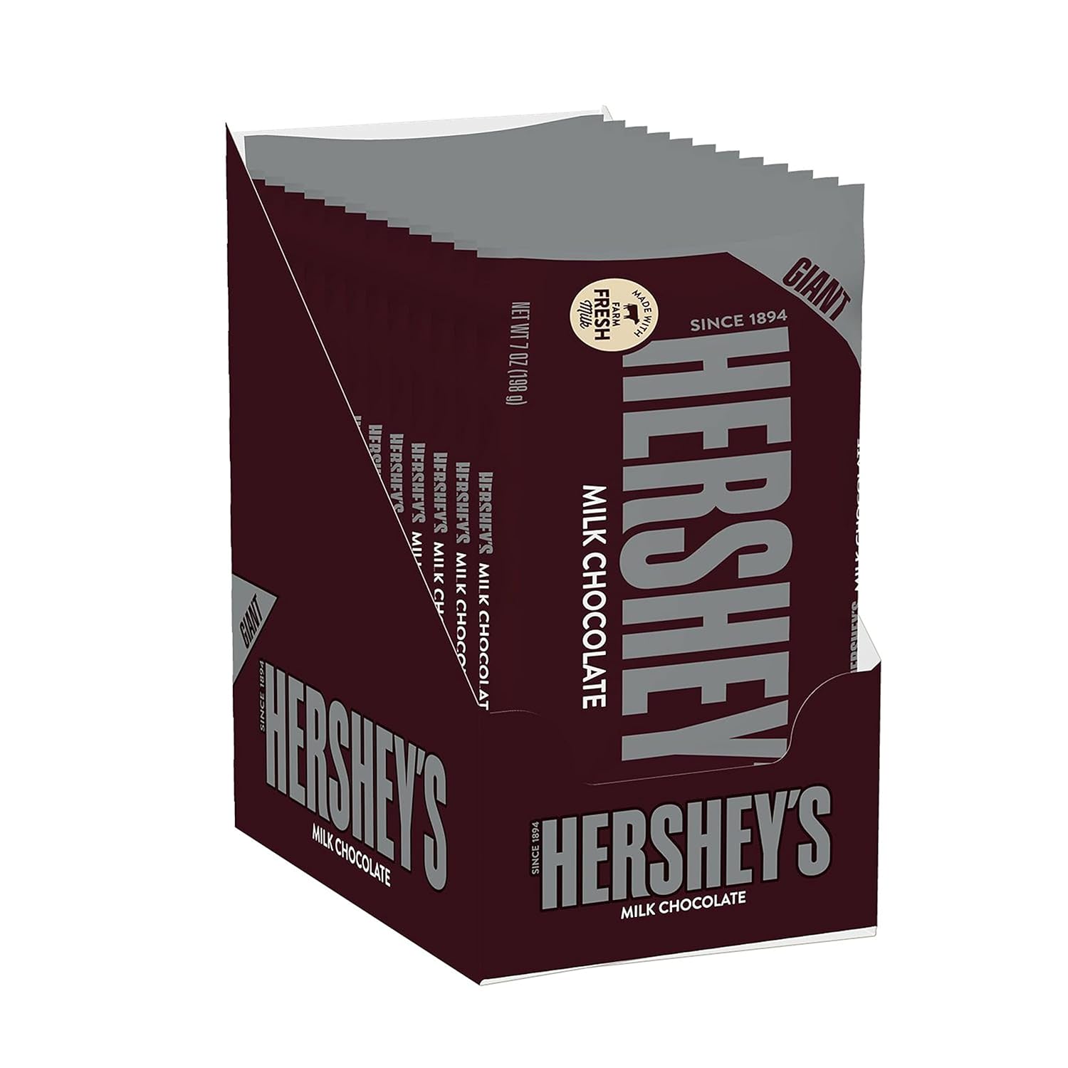 HERSHEY'S Chocolate Candy Bar Giant Pack of 12 for Sweet Treats