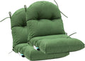 Indoor Outdoor Seat Back Chair Pads Tufted Cushion - Dark Green