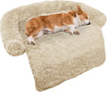Calming Dog Bed Medium Beige Plush Mat for Better Sleep - Removable