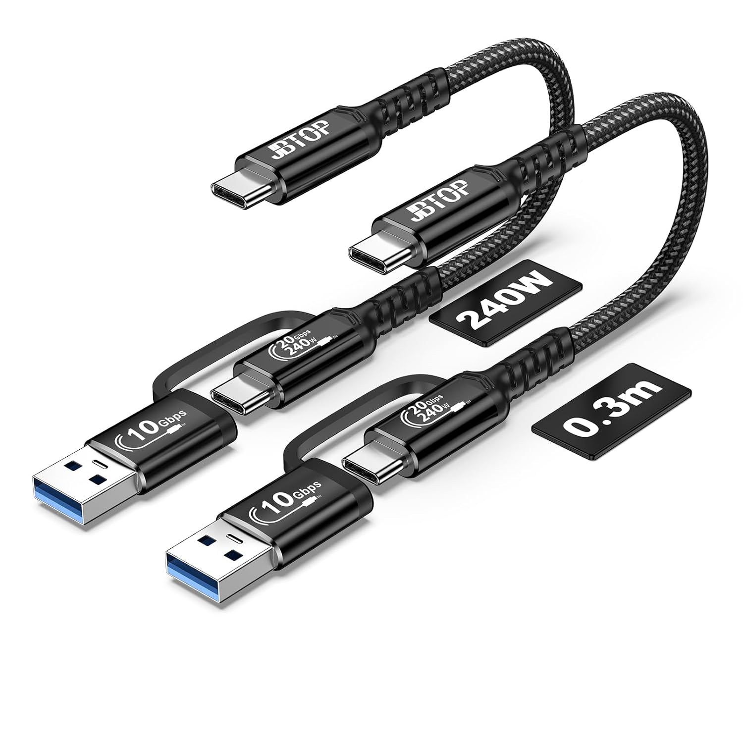 Fast Charge 2-in-1 USB CarPlay Cable 1ft [2Pack] - iPhone & Galaxy Compatible