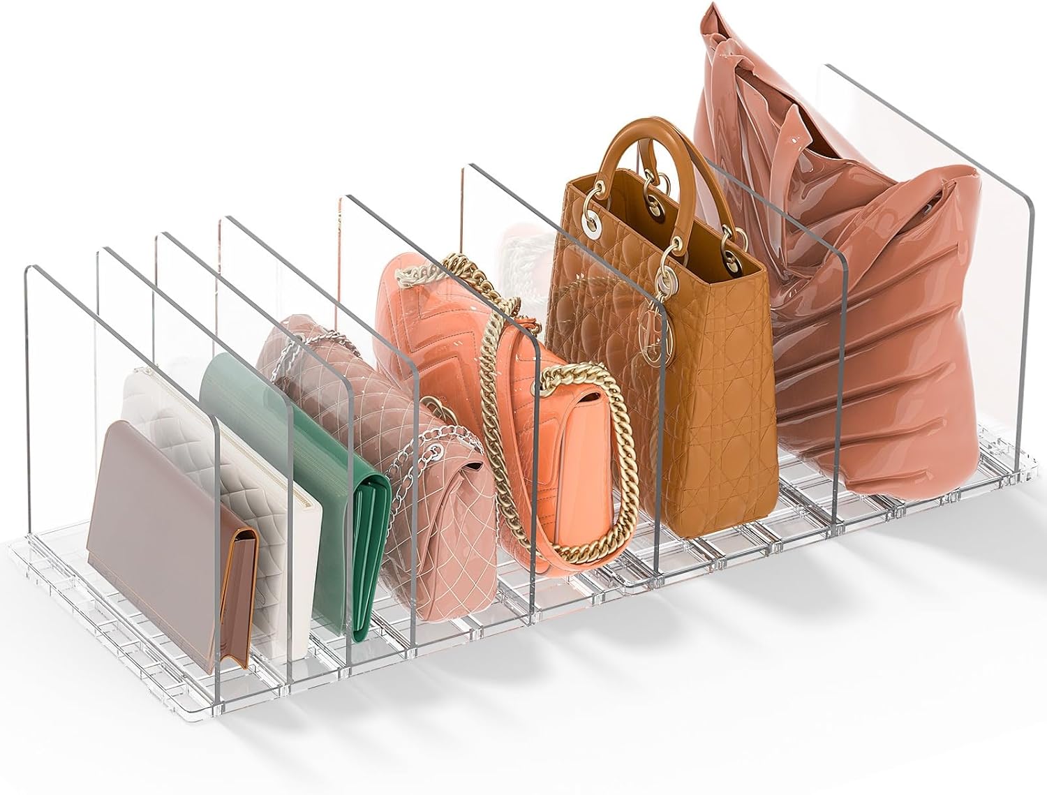 GoMaihe Bag & Purse Organizer: Adjustable Clear Handbag Shelf