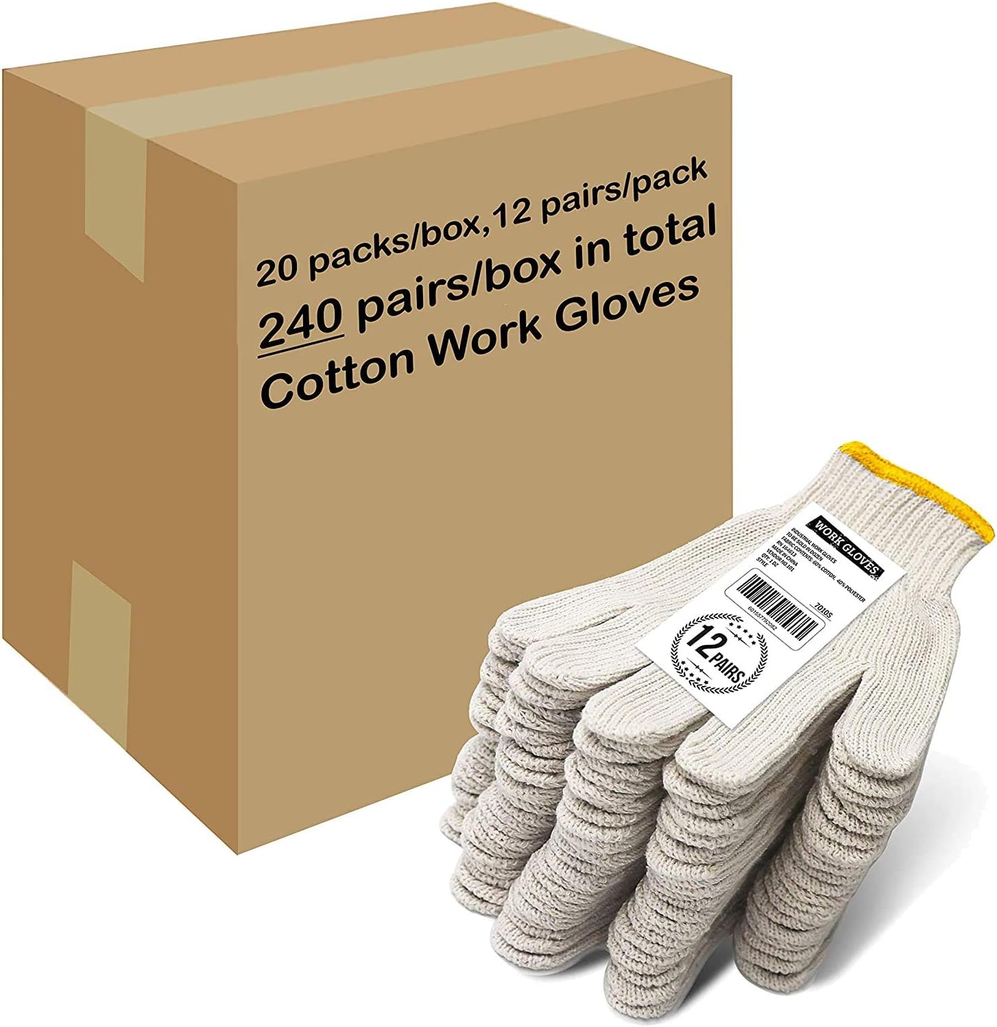 Evridwear Cotton Polyester String Knit Shell Safety Gloves L Size